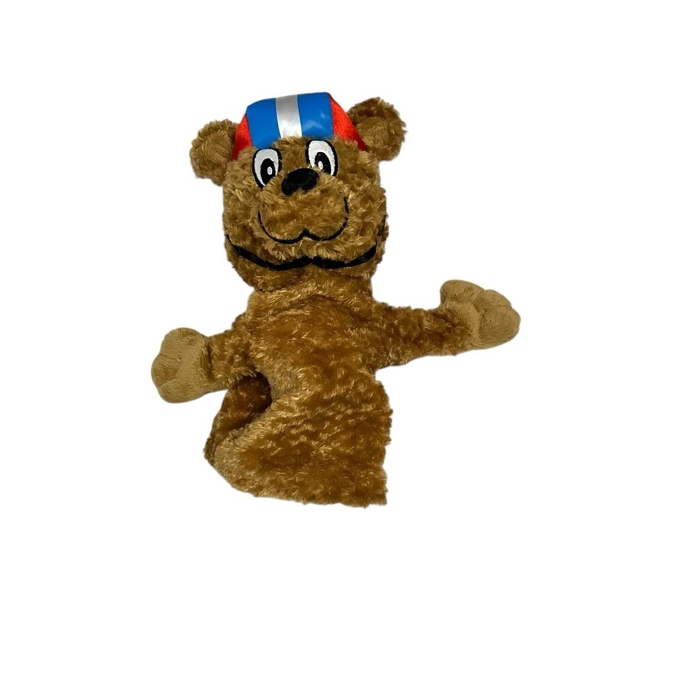 Charming Brown Bear Puppet with Blue and Red Accents